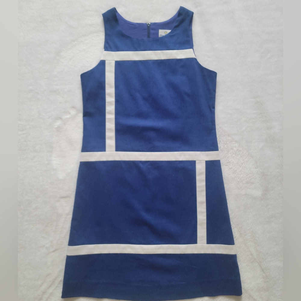 Blue and White Sleeveless Dress